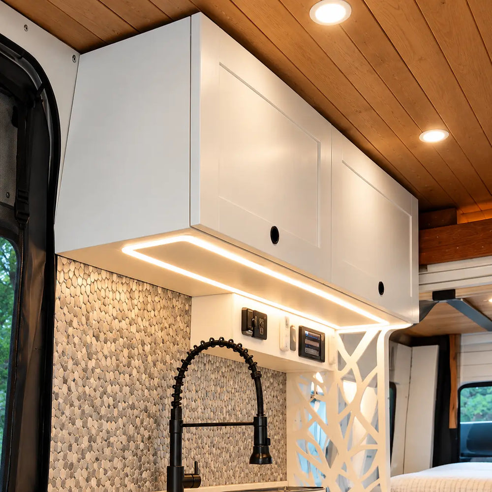 Sprinter Van Overhead Cabinet with 2-Compartments Storage & LED | Vankea