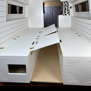 Lightweight White Dinette Bench to Bed Built to Fit Your Sprinter 170 | Vankea