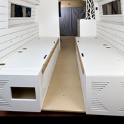 Lightweight White Dinette Bench to Bed Built to Fit Your Sprinter 170 | Vankea