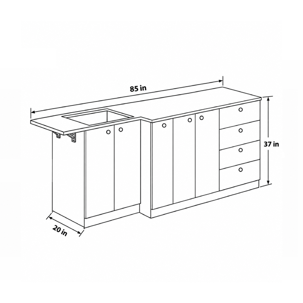 Pastel Sage Camper Van Kitchen Cabinet with Bamboo & Foldable Countertop | Vankea