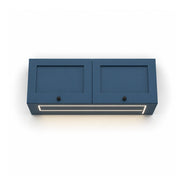 Vankea Ford Transit 148WB overhead cabinet with two lift-up doors and integrated 12V LED lighting.