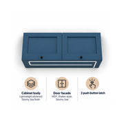 Vankea 37.2-inch overhead kitchen cabinet for a Ford Transit campervan with Stormy Sea Shaker doors.