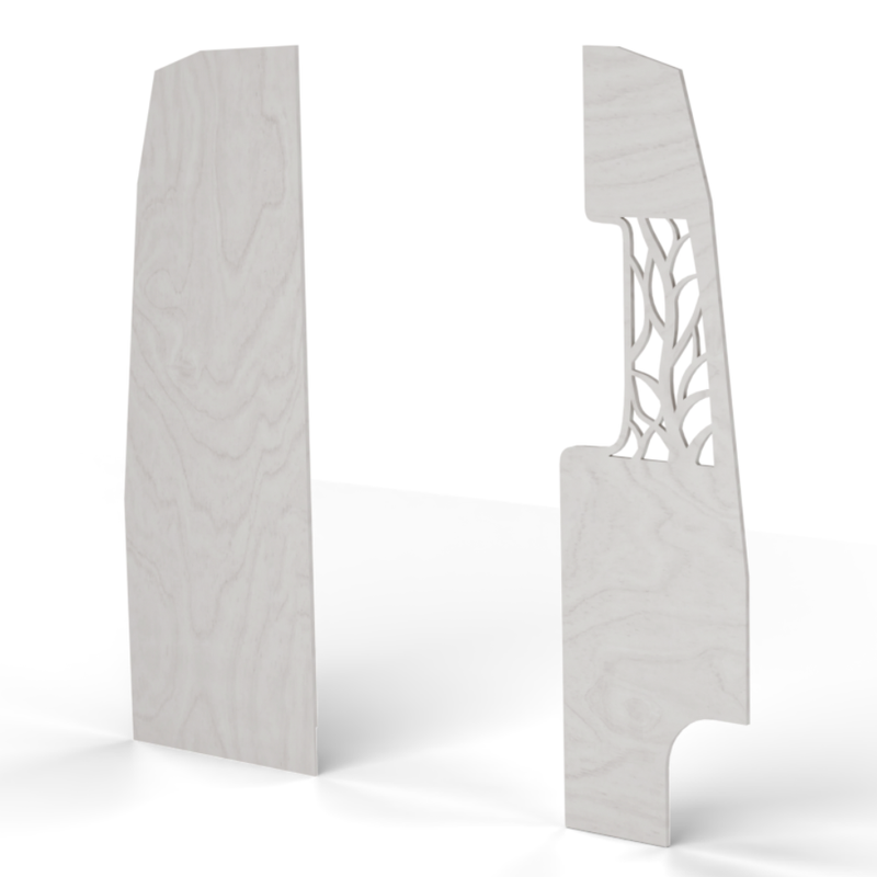 Vankea Sprinter 170" Partition Wall Kit – Shower Wall &amp; Leaf-Design Divider Panel (15-Ply Plywood, White Stain)