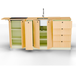 Van Galley Bamboo Kitchen Cabinet Set — Pastel Sage Shaker with Bamboo Countertop