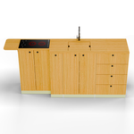 Van Galley Bamboo Kitchen Cabinet Set — Pastel Sage Shaker with Bamboo Countertop