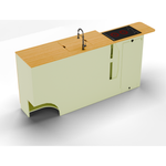 Van Galley Bamboo Kitchen Cabinet Set — Pastel Sage Shaker with Bamboo Countertop