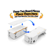 Lightweight White Dinette to Bed Benches for Sprinter 144 Campervans with 3-in-1 Functionality | Vankea