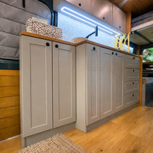 Van Galley Kitchen Cabinet Set — White Shaker with Bamboo Countertop