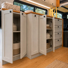 Van Galley Kitchen Cabinet Set — White Shaker with Bamboo Countertop