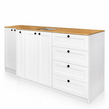 Van Galley Kitchen Cabinet Set — White Shaker with Bamboo Countertop