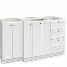 Van Galley Kitchen Cabinet Set — White Shaker with Bamboo Countertop