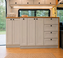 Van Galley Kitchen Cabinet Set — White Shaker with Bamboo Countertop