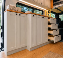 Van Galley Kitchen Cabinet Set — White Shaker with Bamboo Countertop