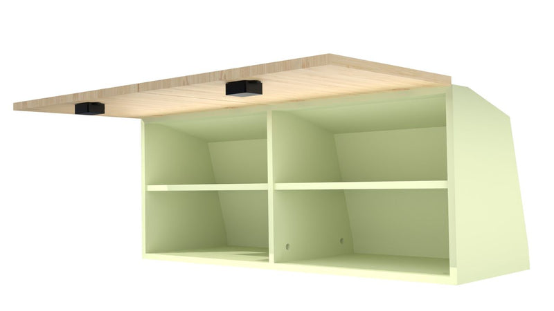 Van Overhead Wall Cabinet – Bamboo Doors, Pastel Sage Body
