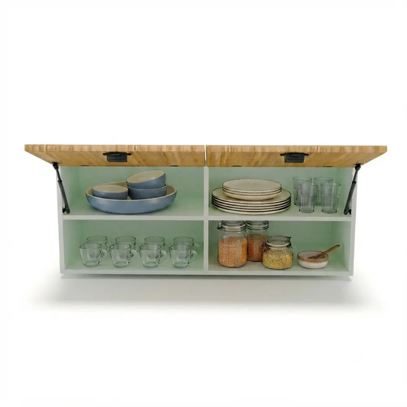 Van Upper Wall Cabinet – Bamboo Doors, Pastel Sage Body