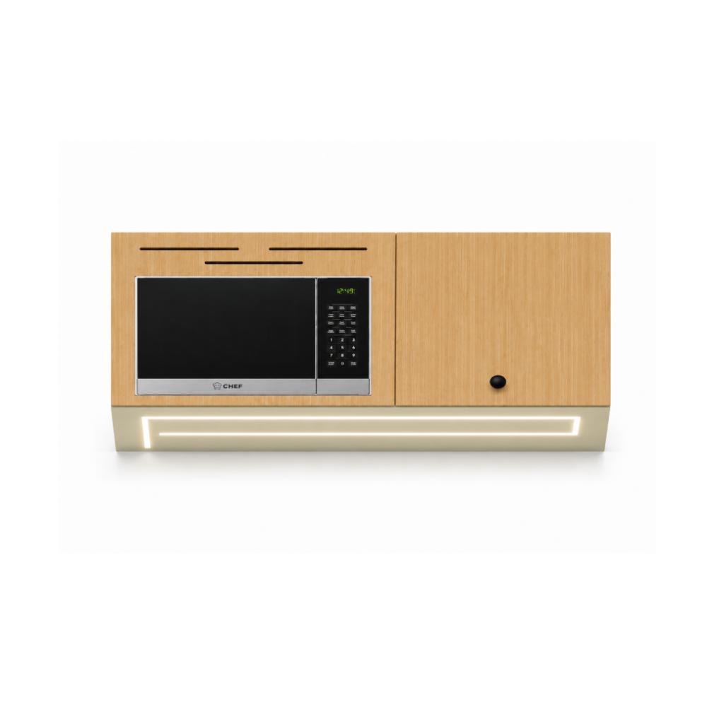 Sprinter Overhead Microwave Cabinet – Bamboo Front with Storage & LED