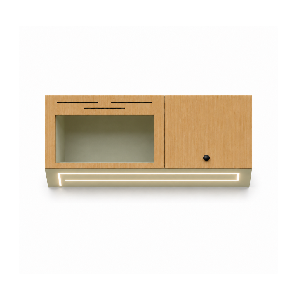 Built-in Microwave Overhead Wall Cabinet with 2-Level Storage & LED Light | Vankea