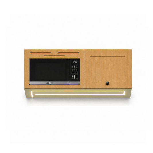 Built-in Microwave Overhead Wall Cabinet with 2-Level Storage & LED Light | Vankea