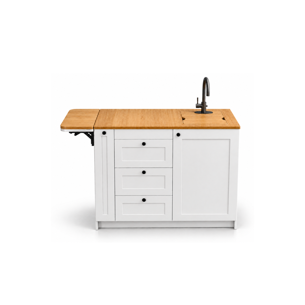 Camper Van Kitchen Cabinet with Bamboo & Fold-Out Extended Countertop | Vankea