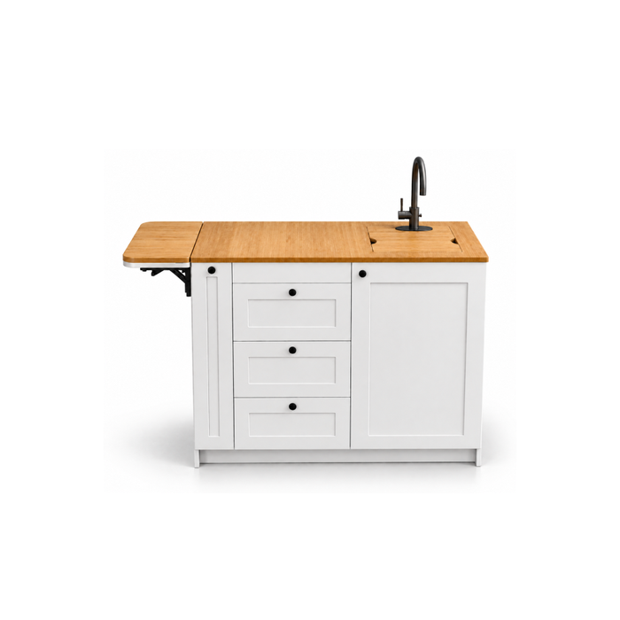 Camper Van Kitchen Cabinet with Bamboo & Fold-Out Extended Countertop | Vankea
