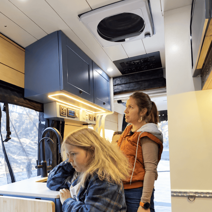 Ford Transit Overhead Cabinet with 2-Compartments Storage & LED | Vankea
