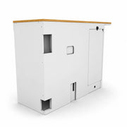 White Kitchen Cabinet with Fold-Out Bamboo Counter for Campervan | Vankea