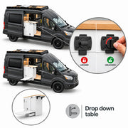 White Kitchen Cabinet with Fold-Out Bamboo Counter for Campervan | Vankea