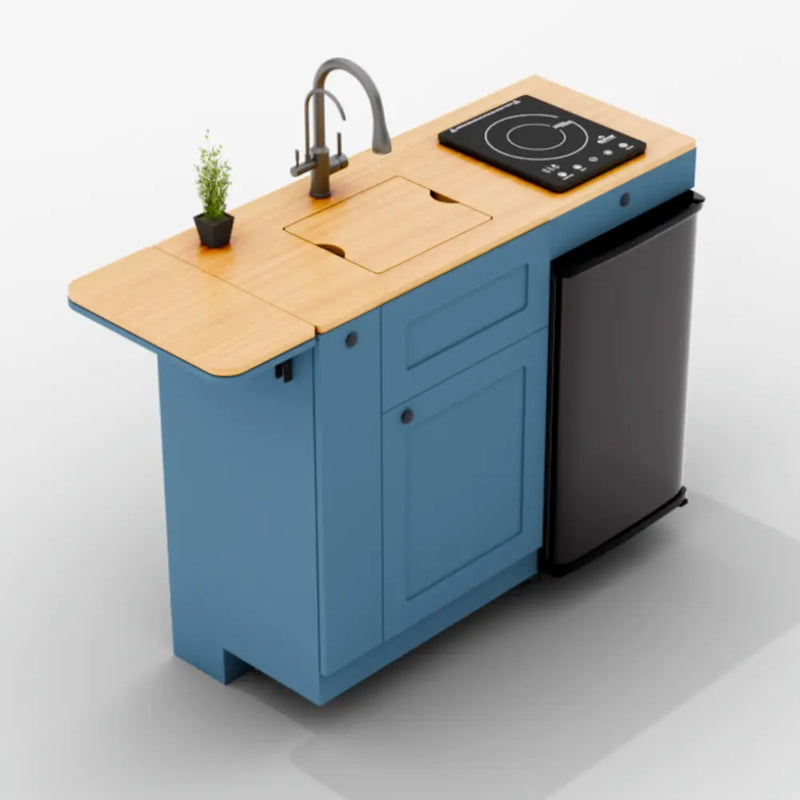 Vankea Galley Kitchen Cabinet — Bamboo Top
