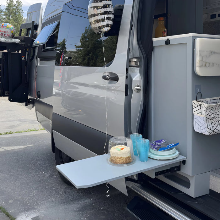 White Shaker Style Campervan Kitchen Cabinet Set with Bamboo Countertop | Vankea