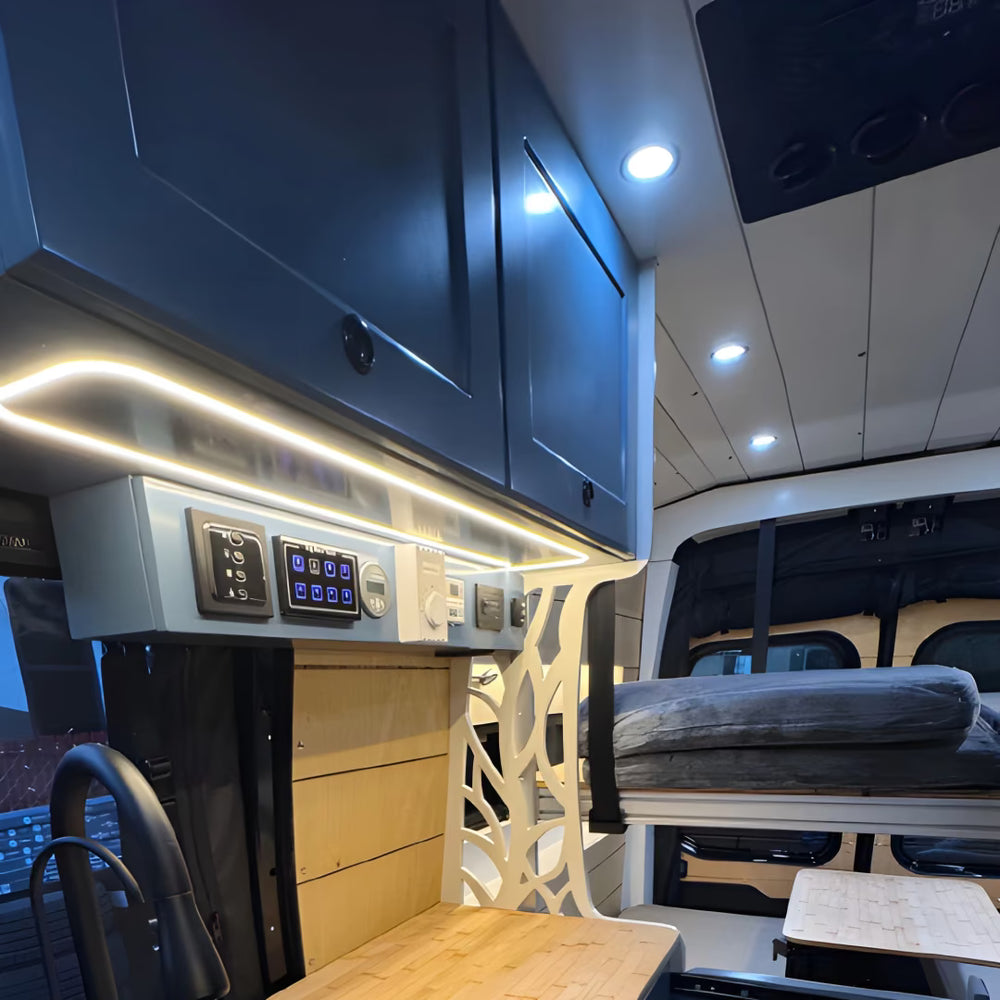 Ford Transit Overhead Cabinet with 2-Compartments Storage & LED | Vankea