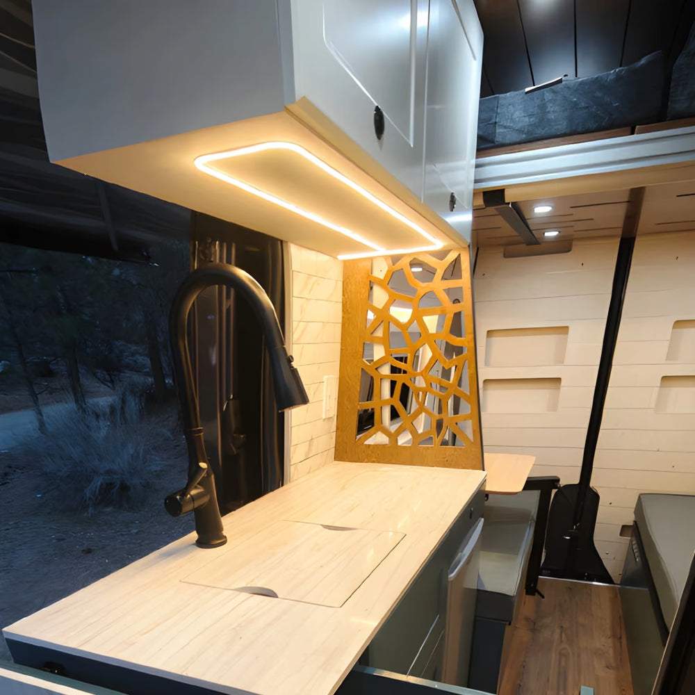 Sprinter Van Overhead Cabinet with 2-Compartments Storage & LED | Vankea