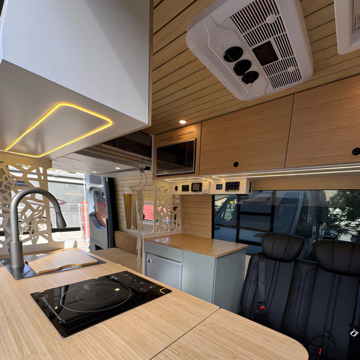 Fully Assembled Sprinter Van Overhead Wall Cabinet with 2 Compartments & LED Light | Vankea