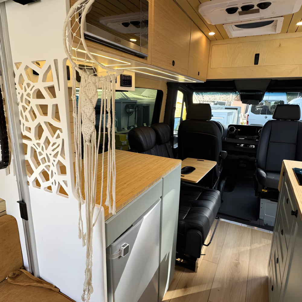 Fully Assembled Sprinter Van Overhead Wall Cabinet with 2 Compartments & LED Light | Vankea
