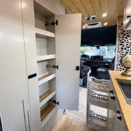 White Shaker Style Campervan Kitchen Cabinet Set with Bamboo Countertop | Vankea